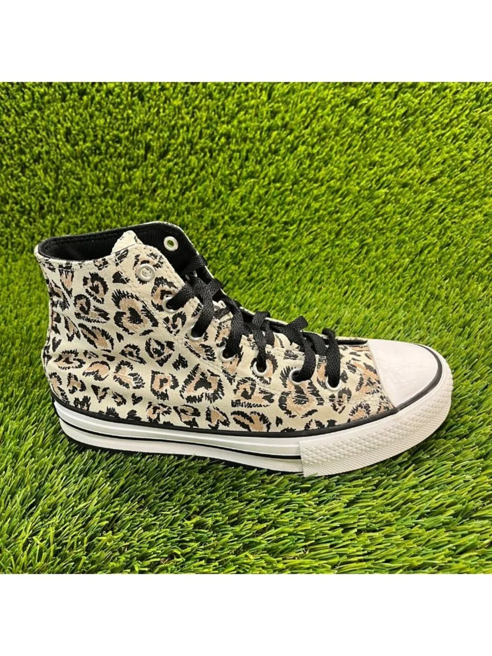 Converse CTAS Hi‎ Leopard Print Black Boys Size 5.5Y Casual Shoes Sneakers